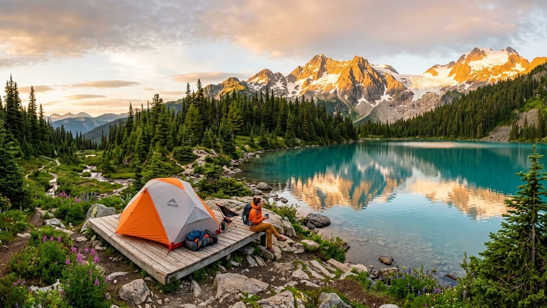 Camping in British Columbia Provincial Parks beside Alpine Lake